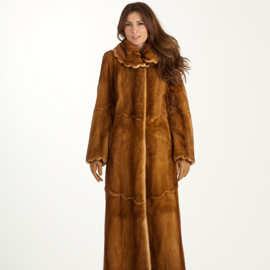 Mink Fur Vest with Fox Fur Trim in Whiskey at