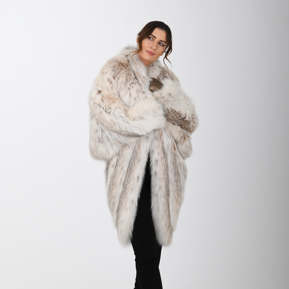 Vintage Natural Russian Lynx Belly Fur Coat