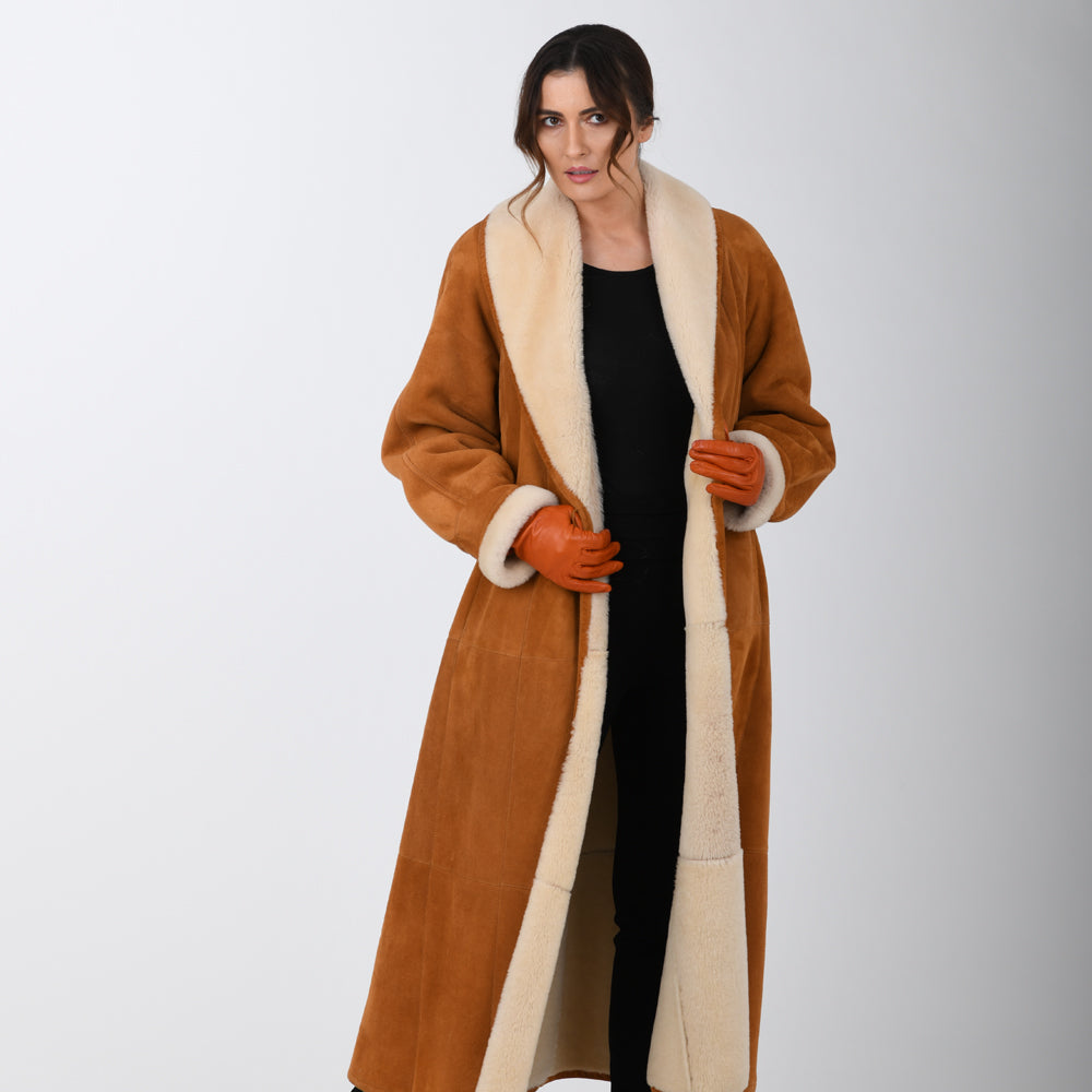 Copper Dyed Shearling Coat