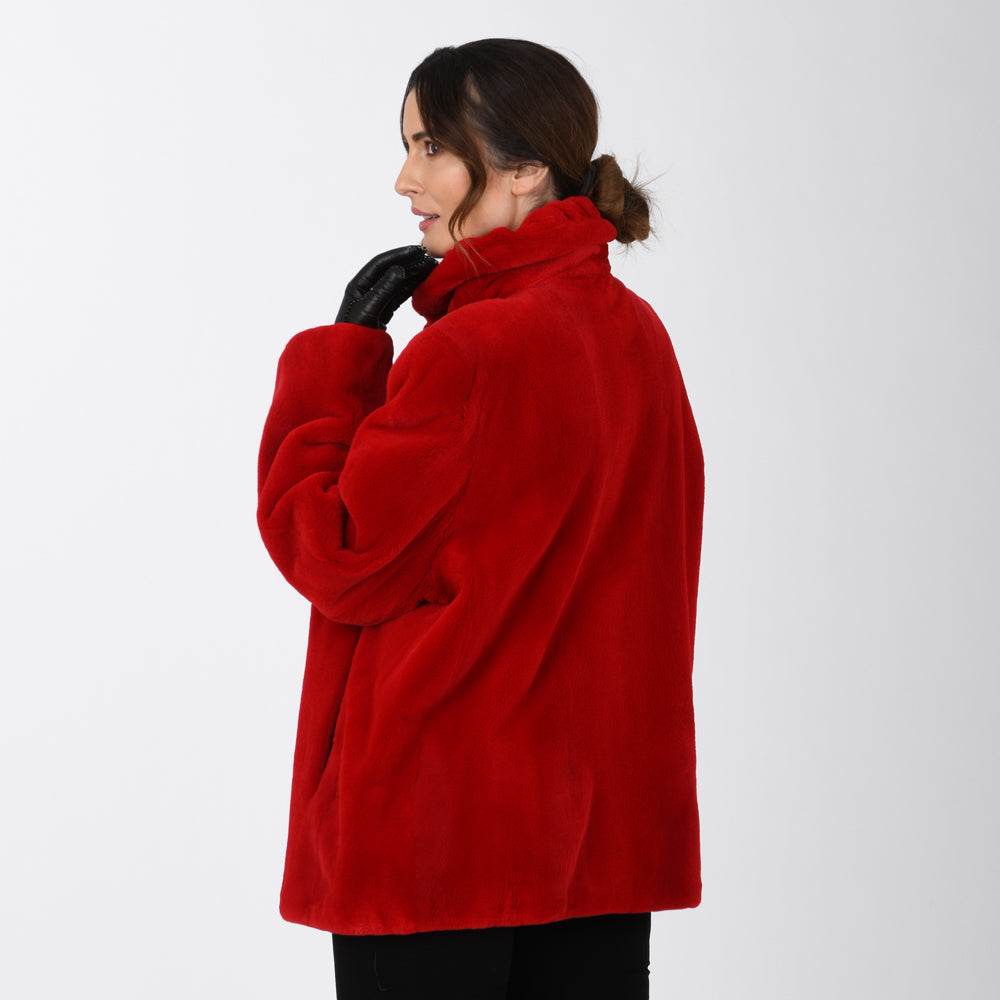 Vintage Red Dyed Sheared Mink Fur Jacket