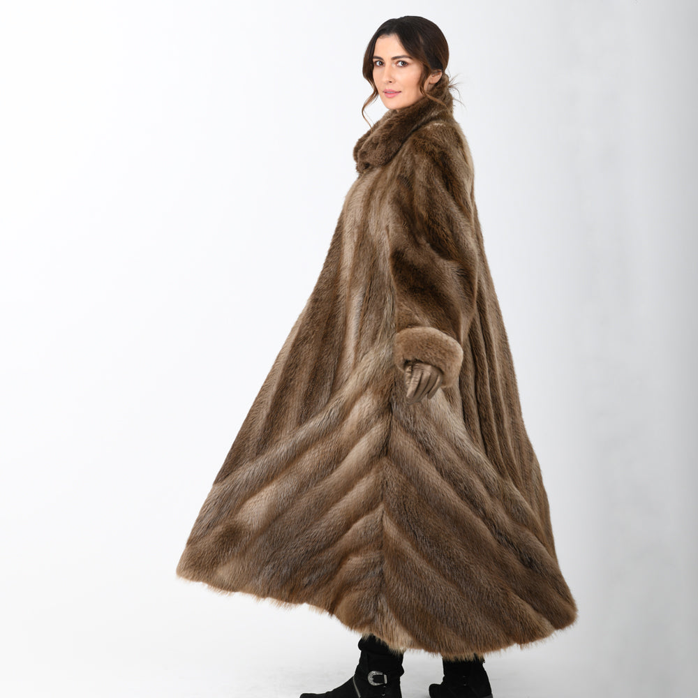 Vintage Natural Pale Beaver Fur Coat