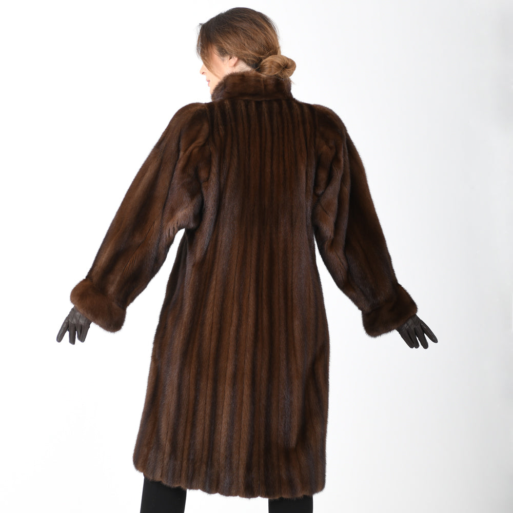 Vintage Natural Mahogany Brown Mink Fur Coat