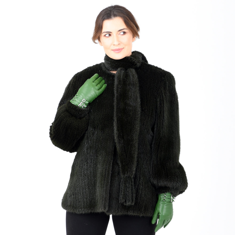 Green Dyed Knitted Mink Jacket