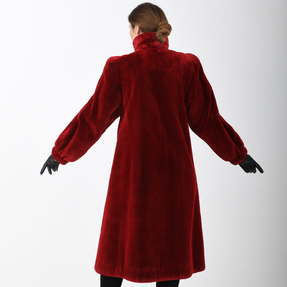 Vintage Red Dyed Sheared Beaver Fur Coat