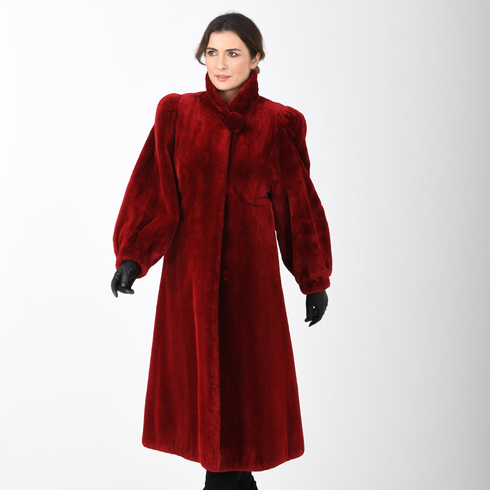 Vintage Red Dyed Sheared Beaver Fur Coat